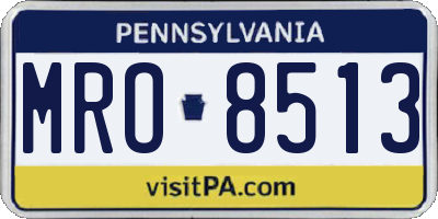 PA license plate MRO8513