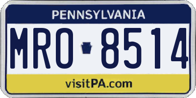 PA license plate MRO8514