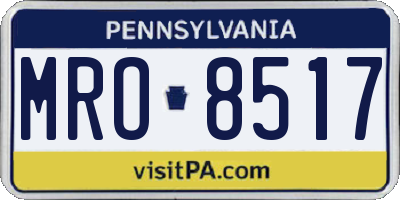 PA license plate MRO8517
