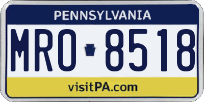PA license plate MRO8518