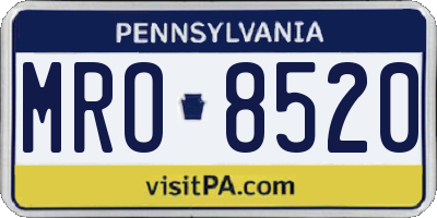 PA license plate MRO8520