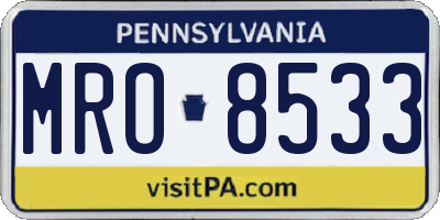 PA license plate MRO8533