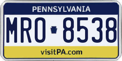 PA license plate MRO8538