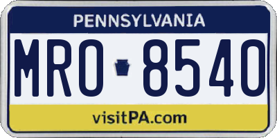 PA license plate MRO8540