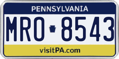 PA license plate MRO8543