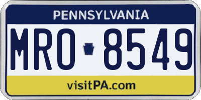 PA license plate MRO8549