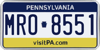 PA license plate MRO8551