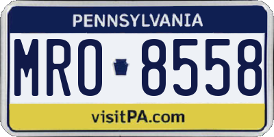 PA license plate MRO8558