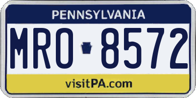 PA license plate MRO8572