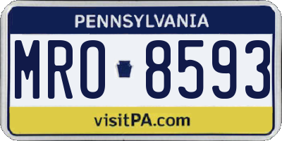 PA license plate MRO8593