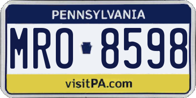 PA license plate MRO8598