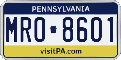PA license plate MRO8601