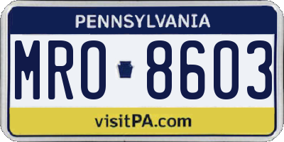 PA license plate MRO8603