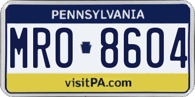PA license plate MRO8604