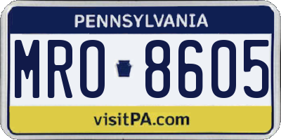 PA license plate MRO8605