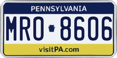 PA license plate MRO8606