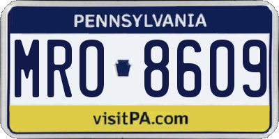 PA license plate MRO8609