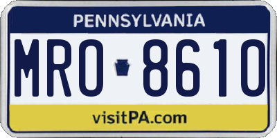 PA license plate MRO8610