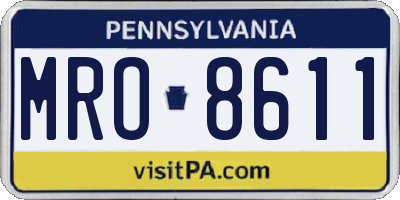PA license plate MRO8611