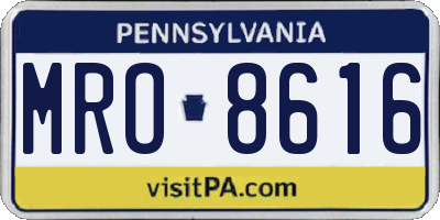 PA license plate MRO8616