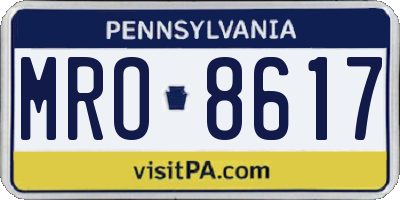 PA license plate MRO8617