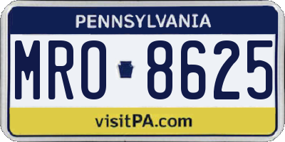 PA license plate MRO8625