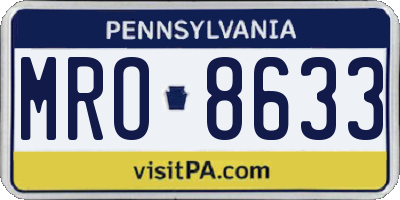 PA license plate MRO8633