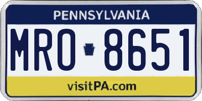 PA license plate MRO8651