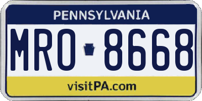 PA license plate MRO8668