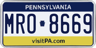 PA license plate MRO8669