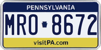 PA license plate MRO8672
