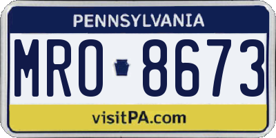 PA license plate MRO8673
