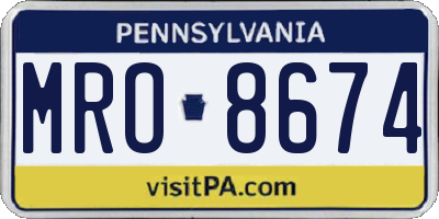 PA license plate MRO8674