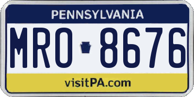 PA license plate MRO8676