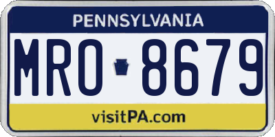 PA license plate MRO8679