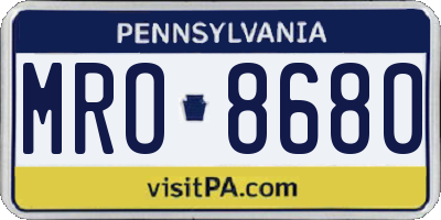 PA license plate MRO8680