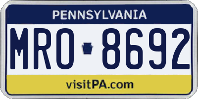 PA license plate MRO8692