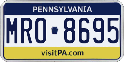 PA license plate MRO8695