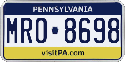 PA license plate MRO8698
