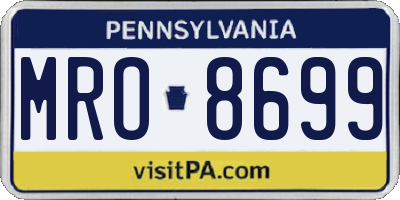 PA license plate MRO8699