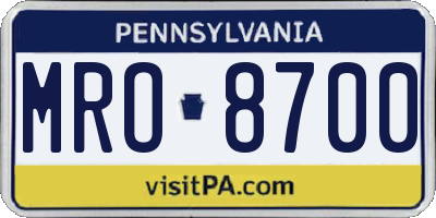 PA license plate MRO8700