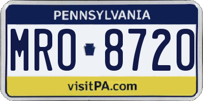 PA license plate MRO8720