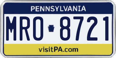 PA license plate MRO8721