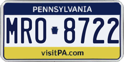 PA license plate MRO8722
