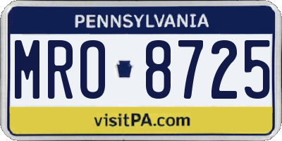 PA license plate MRO8725