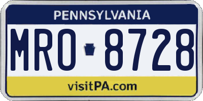 PA license plate MRO8728