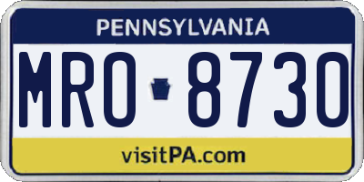 PA license plate MRO8730