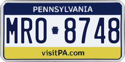 PA license plate MRO8748