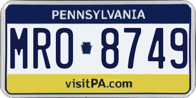PA license plate MRO8749
