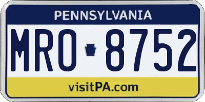 PA license plate MRO8752